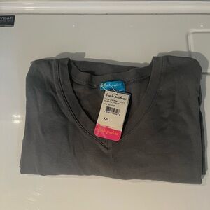 fresh produce Gray V-Neck Women's Top